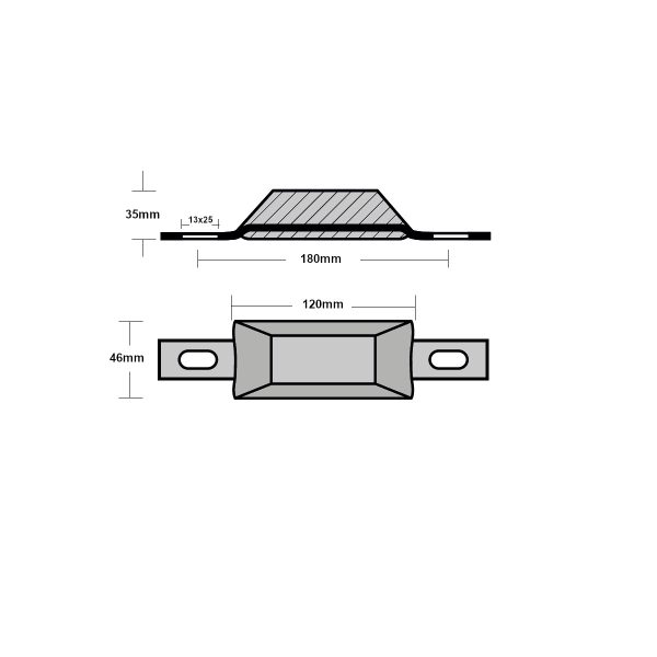 Ανόδια Cavo Yachting Cavo Ανόδιο Πλακέ με Λάμες 120x46x35mm Cavo Ανόδιο Πλακέ με Λάμες 120x46x35mm Ανόδια Cavo Yachting