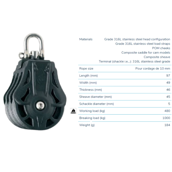 Τροχαλίες & Ράουλα Ιστιοπλοϊας Cavo Yachting Wichard 63205 Διπλό Ράουλο 45 mm για Σχοινί 10 mm Wichard 63205 Διπλό Ράουλο 45 mm για Σχοινί 10 mm Τροχαλίες & Ράουλα Ιστιοπλοϊας Cavo Yachting