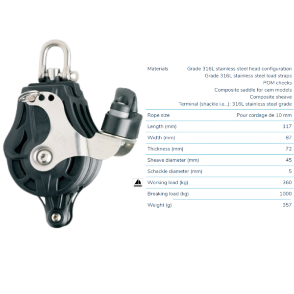 Blocks & Snatch Blocks Cavo Yachting Wichard Triple Block 45 mm with Cam Wichard Triple Block 45 mm with Cam Blocks & Snatch Blocks Cavo Yachting