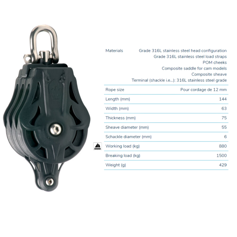 Wichard Triple Block 55mm with Becket Blocks & Snatch Blocks Cavo Yachting