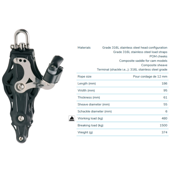Wichard Fiddle Block 55mm with Cam Blocks & Snatch Blocks Cavo Yachting