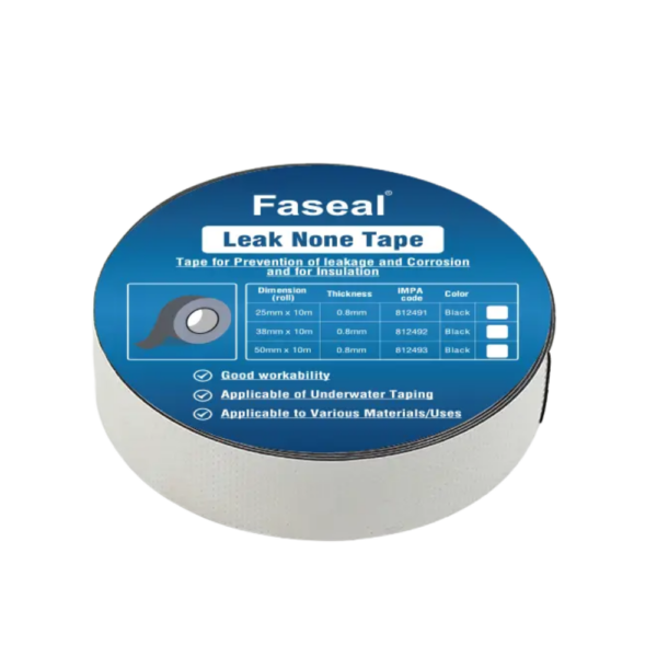 Faseal 812493 Leak None Tape, Black 0.8mm, 50mm x 10m Masking Tapes Cavo Yachting