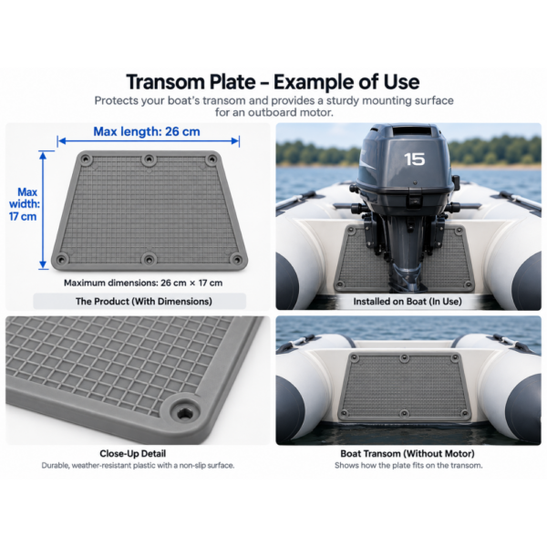 Tempus Outboard Engine Transom Plate (Outside) – Grey Inflatable Boat Accessories Cavo Yachting