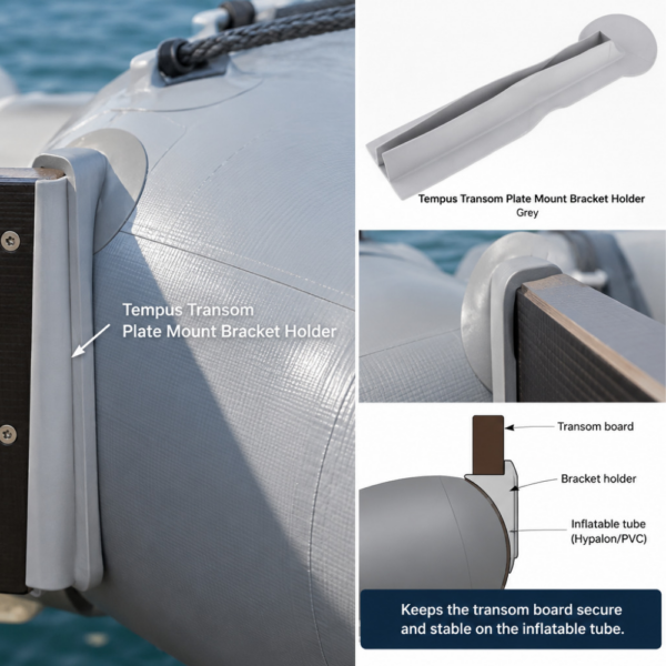 Tempus Transom Plate Mount Bracket Holder, Grey Inflatable Boat Accessories Cavo Yachting