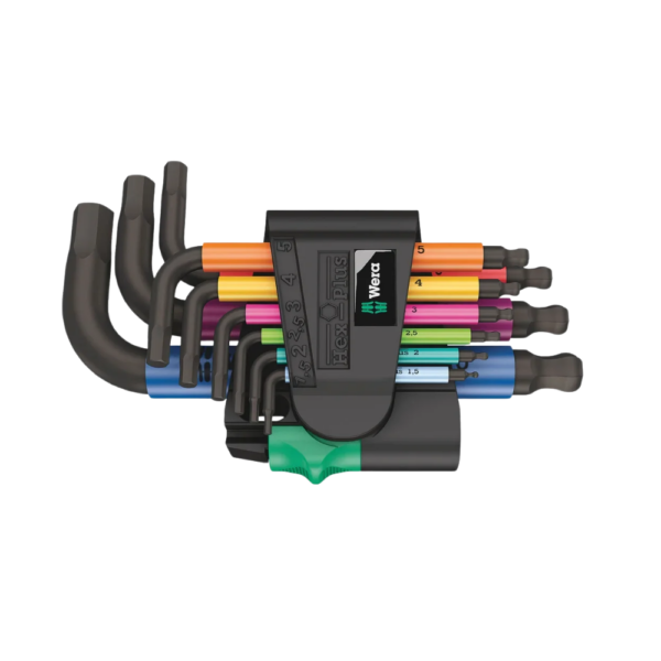 Wera 950/9 Hex-Plus Multicolour 2 L-key Set, Metric, BlackLaser, 9pcs Boat Maintenance Tools Cavo Yachting
