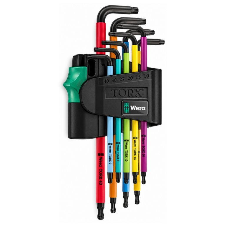 Wera 967/9 TX BO Multicolour 1 SB L-key Set for Tamper-Proof Torx Screws, BlackLaser, 9pcs Boat Maintenance Tools Cavo Yachting