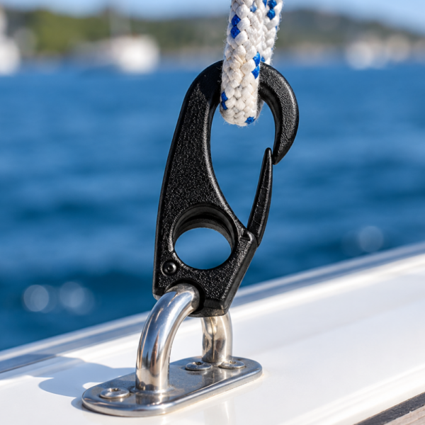 Snap Hook with Eye Polyamide, Black, 10mm & 12mm Snap Hooks & Carabiners Cavo Yachting